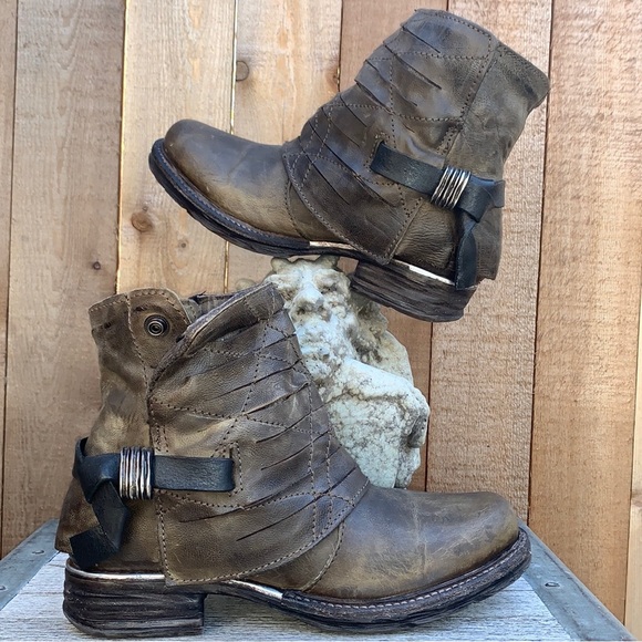 A.S.98 AS98 Free People Boho Moto Biker Zip Ankle Bootie Boots Size 37 - Picture 4 of 10